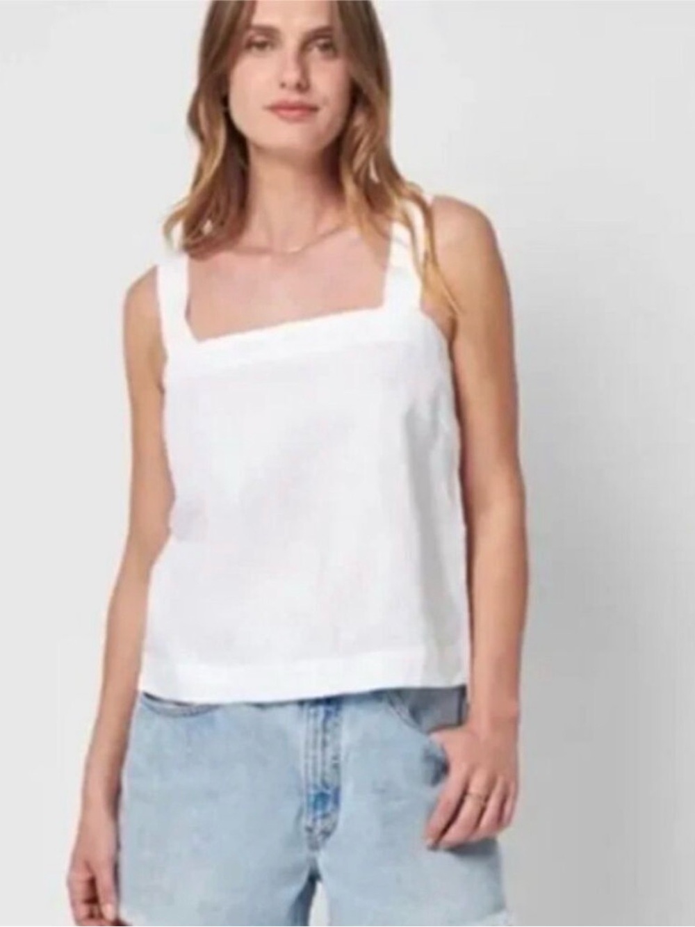 NWT Faherty Sands Linen Tank Top White Size Small